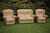A GEMALINEA ITALIAN LEATHER CHESTERFIELD WING-BACK 3 PIECE SUITE ARMCHAIRS.
