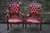 2 LEATHER CHESTERFIELD BUTTONED SPOON BACK ARMCHAIRS.