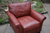 A LEATHER CHESTERFIELD TUB EASY READING CLUB ARMCHAIR SUITE..