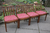 AN ERCOL SOLID ELM FRUITWOOD DINING SET CHESTER PEDESTAL EXTENDING TABLE & FOUR DINING CHAIRS.