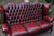 AN OXBLOOD RED LEATHER CHESTERFIELD WING-BACK ARMCHAIR SOFA SUITE SETTEE COUCH SEAT