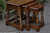 AN OLD CHARM WOOD BROTHERS NEST OF 3 LIGHT OAK COFFEE SIDE END OCCASIONAL LAMP TEA TABLES.
