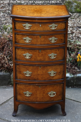A BURR WALNUT MAHOGANY CHEST OF DRAWERS BEDSIDE LAMP COFFEE TABLE CABINET STAND