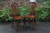 A SET OF 4 OLD CHARM TUDOR BROWN DINING TABLE WHEELBACK KITCHEN WINDSOR CHAIRS + CUSHIONS