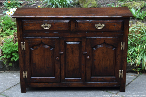 A TITCHMARSH AND GOODWIN SOLID STRESSED OAK DRESSER BASE SIDEBOARD CABINET CUPBOARD HALL TABLE.