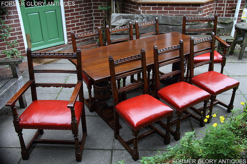 Titchmarsh And Goodwin Oak Dining Table Eight Leather Dining Chairs Former Glory Antiques