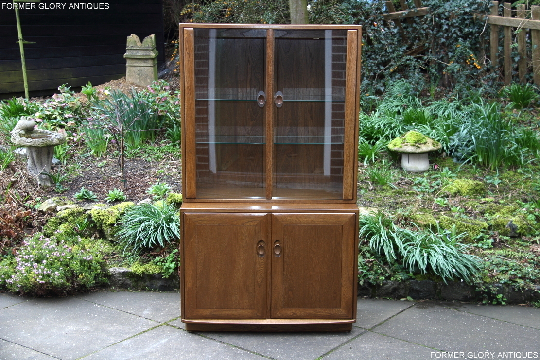 An Ercol Windsor Golden Dawn Elm Ash Display Cabinet Dresser