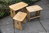 AN ERCOL WINDSOR ELM CLEAR FINISH NEST OF THREE TABLES / COFFEE TABLE SET