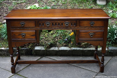 A WOOD BROTHERS OLD CHARM CARVED LIGHT OAK DRESSING TABLE / WRITING DESK