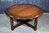 A LARGE ROUND JAYCEE AUTUMN GOLD CARVED OAK PUB COFFEE TABLE / STAND