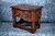 A WOOD BROTHERS OLD CHARM TUDOR BROWN CARVED OAK SLIPPER BOX / SEWING CHEST