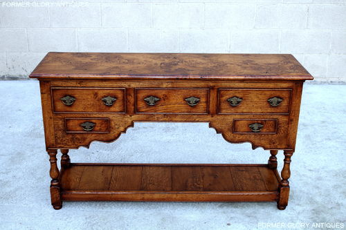 A TITCHMARSH AND GOODWIN STYLE EPICORMIC STRESSED OAK POTBOARD DRESSER BASE / SIDEBOARD / HALL TABLE