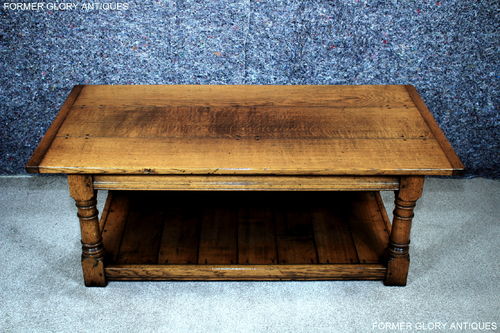 A TITCHMARSH AND GOODWIN STYLE BLEACHED HANDCRAFTED STRESSED OAK POTBOARD COFFEE TABLE