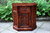 A WOOD BROTHERS OLD CHARM TUDOR BROWN CARVED OAK CANTED HALL CABINET / CUPBOARD
